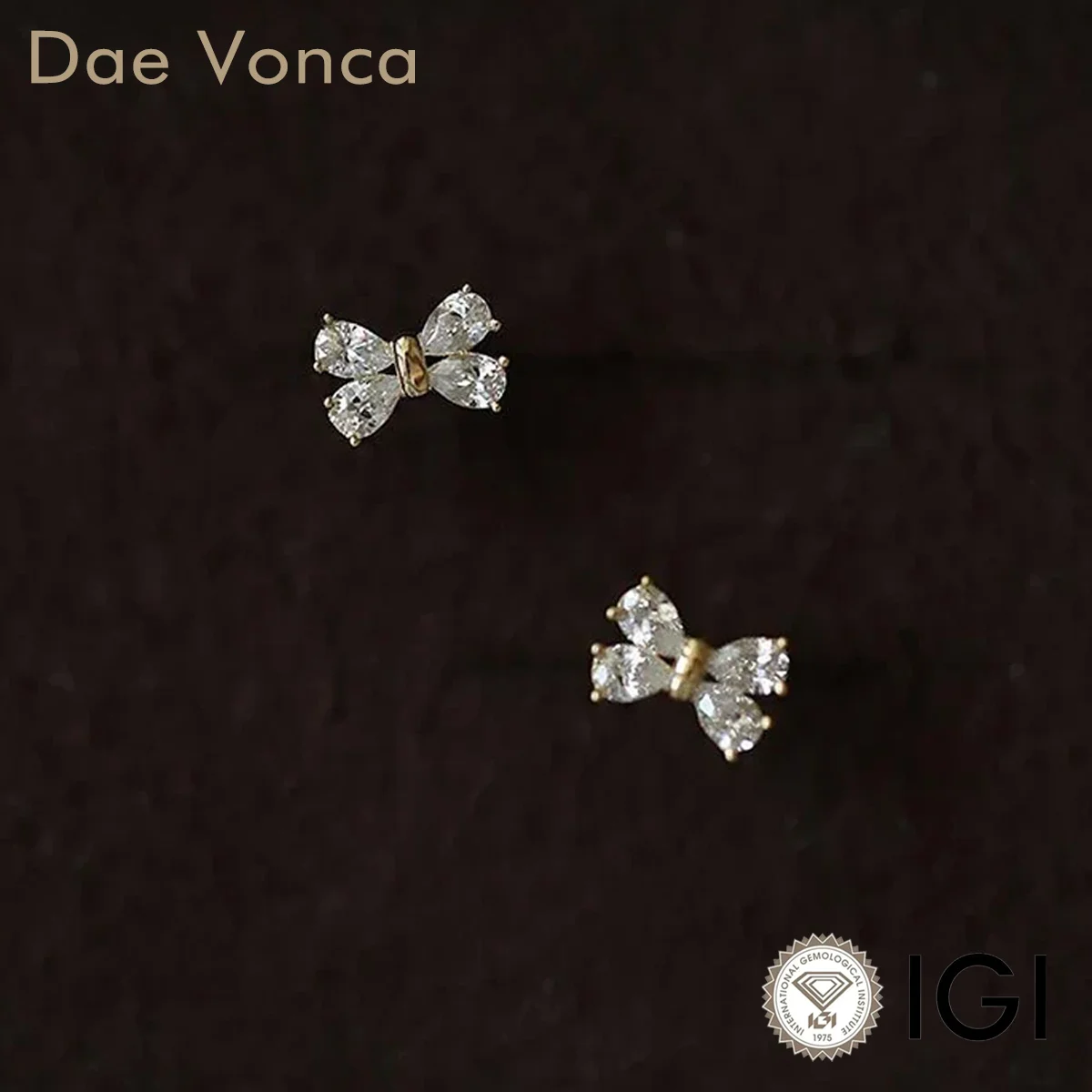 Pear Cut Lab Created Diamond Earrings 9K/14K/18K Yellow Gold Lab Diamond Earring Bow Shaped Stud Earrings Anniversary Gift