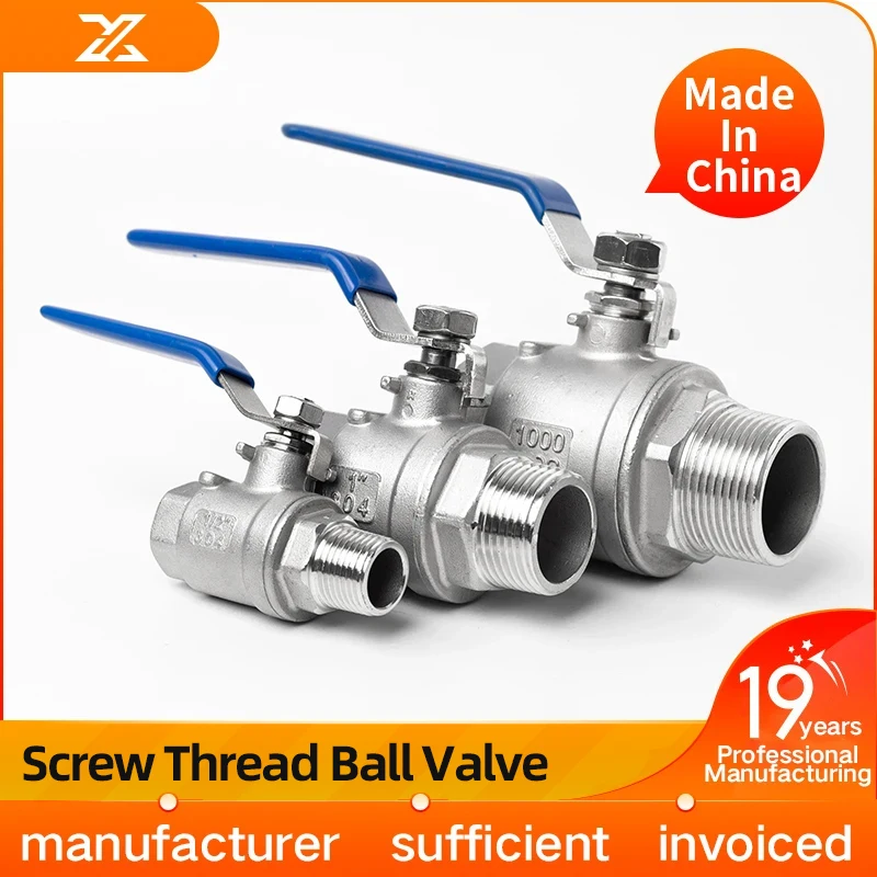 304 stainless steel inner and outer ball valve,  tap water valve switch, inner and outer thread 4 points/6 points/1 inc