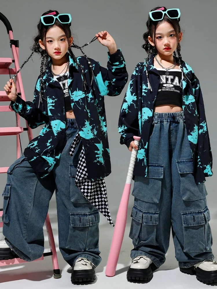 Camisas sueltas para niños, traje de pantalones de Hip Hop para niñas, ropa de escenario para actuaciones de baile de Hip Hop, trajes de baile moderno de Jazz