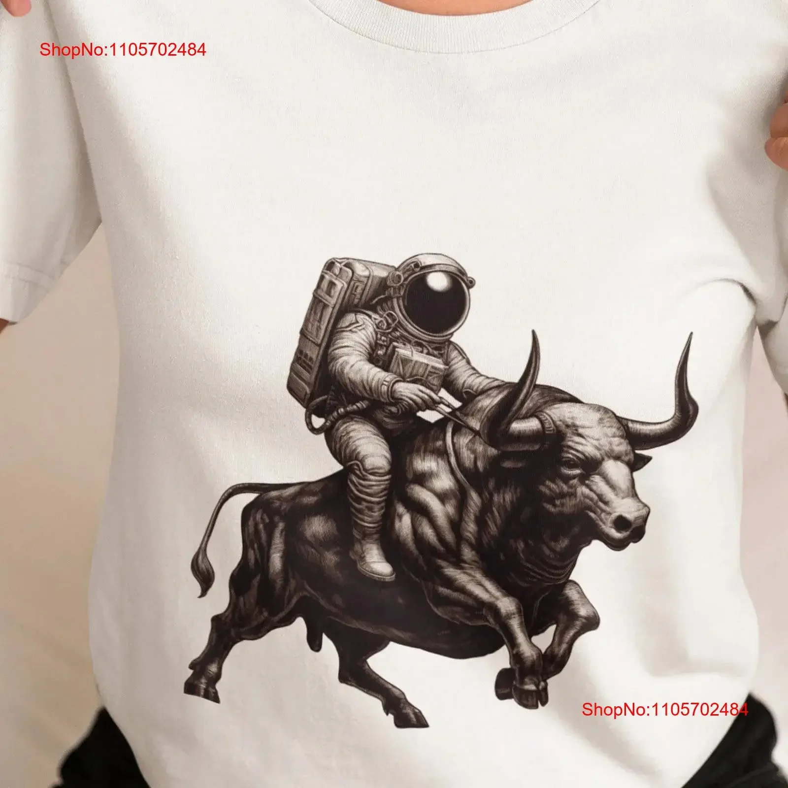 Astronaut Riding Bull T Shirt Cosmic Rider Top Space Explorer on Unique for and Enthusiasts vintage Washed Casual Unisex