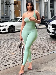 Dulzura Slant Collar One Shoulder 2023 Summer Sleeveless Solid Pure Outfits Clothing Jumpsuit Clubwear Sexy Party Body-Shaping