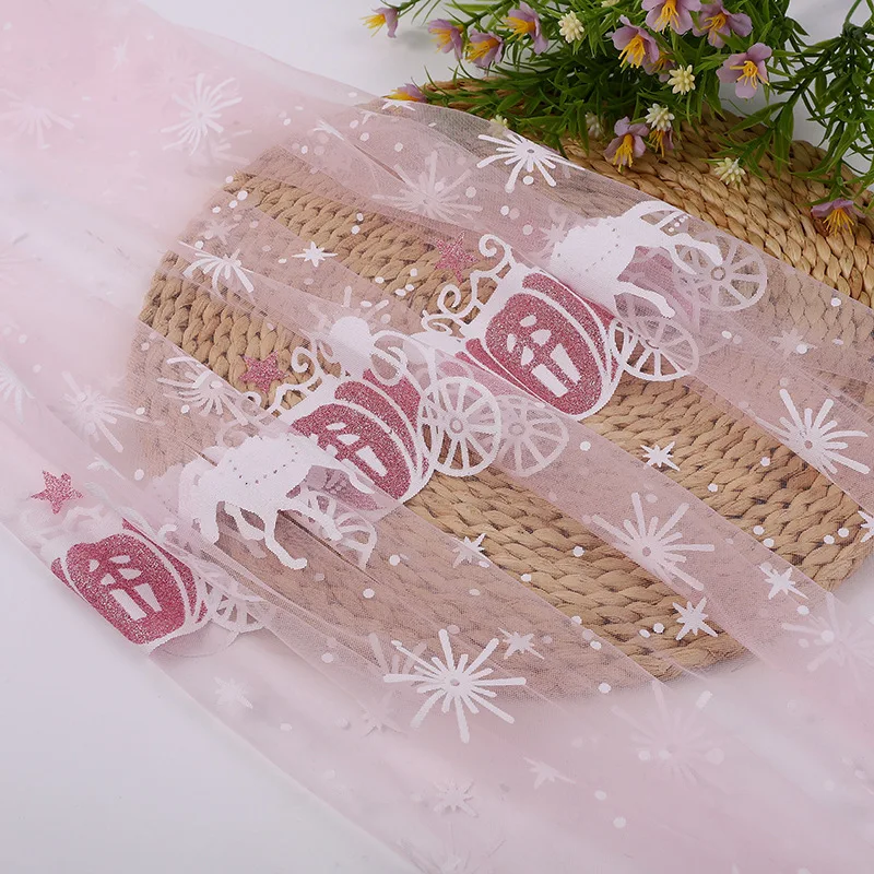 

New Pumpkin Christmas Snowflake Carriage Soft Mesh Fabric Princess Dress TUTU Skirt Christmas Decoration Net Fabric