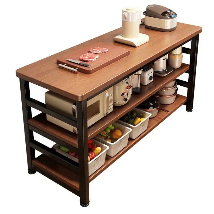 Kitchen Multifunctional Shelf Floor-to-ceiling Vegetable Cutting Table Workbench Multi-layer Microwave Oven Pot Storage