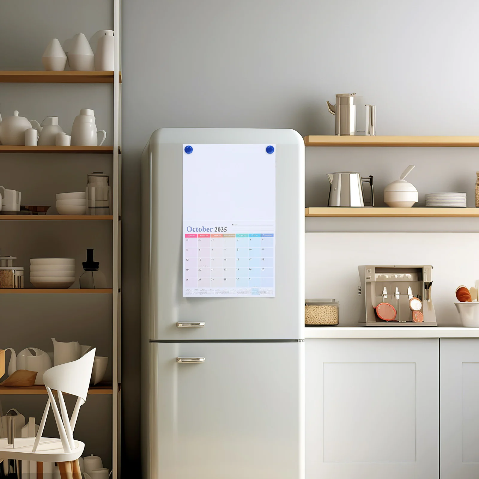 

18pcs Magnetic Refrigerator 2025-2026 18-Month Monthly Planner Large Grid Space Elegant Design Sturdy Paper Organizer Tool Paper