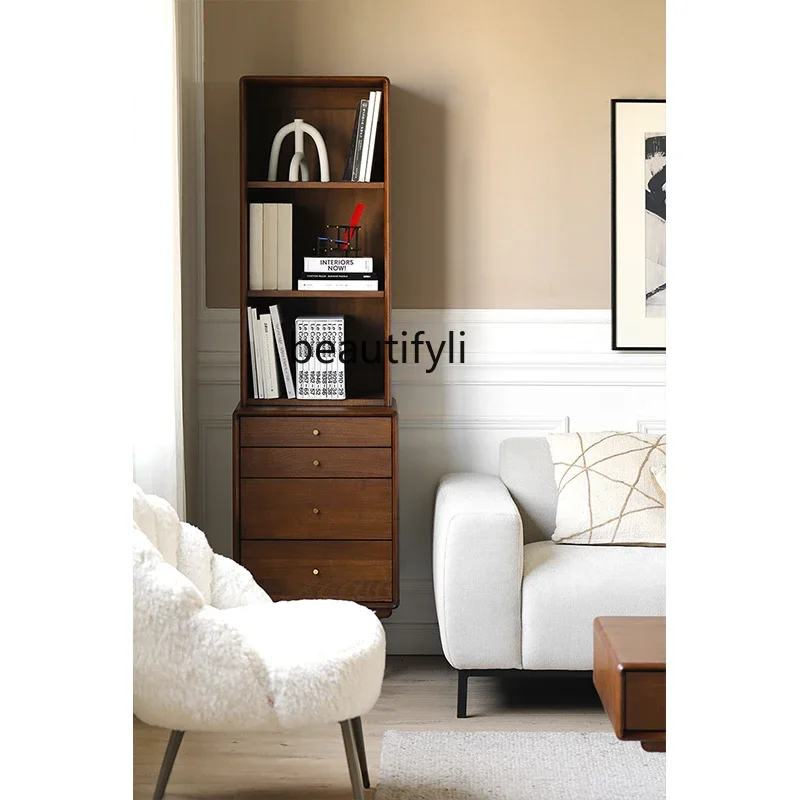 البساطة الحديثة الشمال الجدول الرجعية الأوسط القديم النمط الصناعي خشب متين تخزين خزانة الكتب ألوان الجوز الأثاث