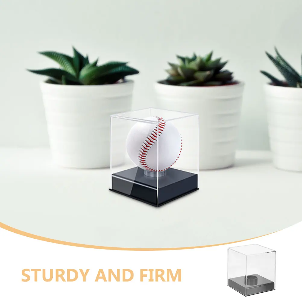 Clear Display Box for Baseball Softball Rugby Collectibles 2Pcs Acrylic Showcase Case Cap Bobble Head Figure Storage Model Car