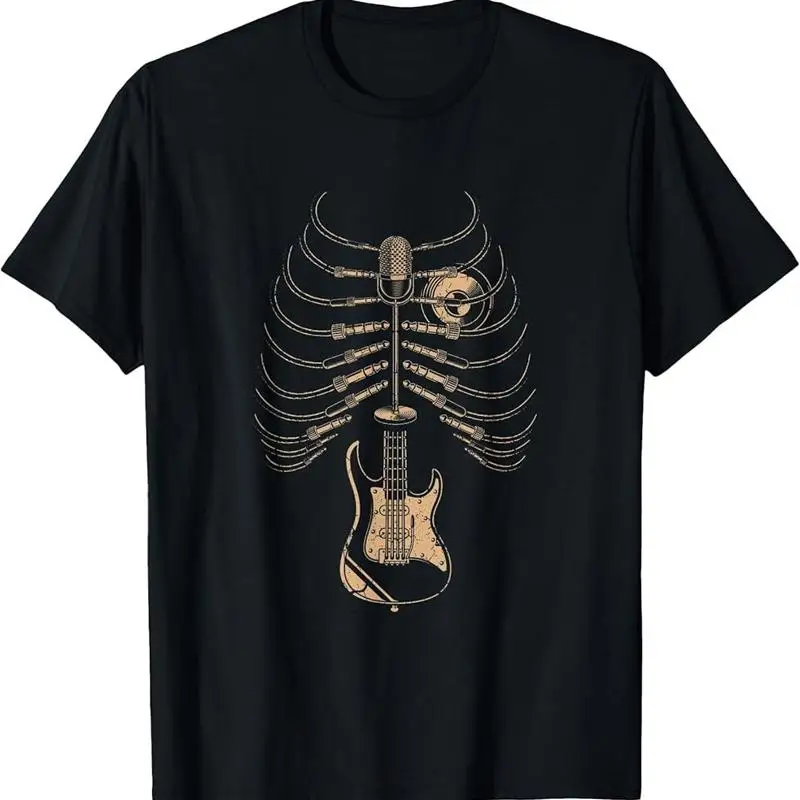 Skeleton Guitar Musical Instrument Music Heart Musician T Shirt