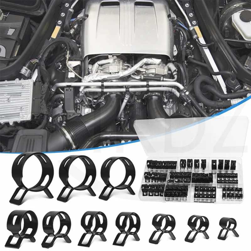 Spring Band Hose Clip Black Radiator Car Auto Spring Fuel Pipe Clamp ID 4 5 6 7 8 9 10 12 13 14 15 16 18 20 mm - 42mm Heavy Duty