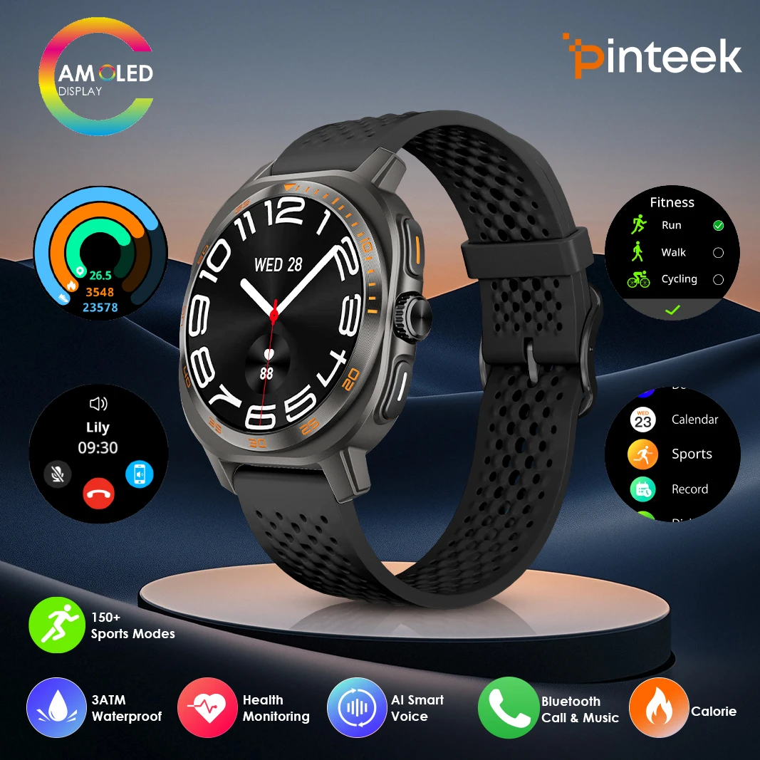 

Pinteek SmartWatch HD pantalla táctil reloj de fitness, 25 modos deportivos Fitness Tracker, 3ATM Smartwatch impermeable