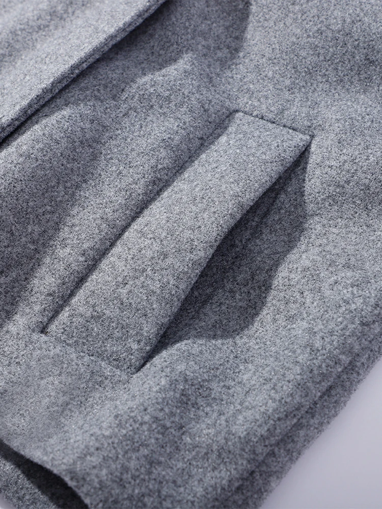 Cappotto corto da donna in misto lana 2025 Giacca minimalista a doppio petto con collo alto e vestibilità ampia Capispalla casual invernale