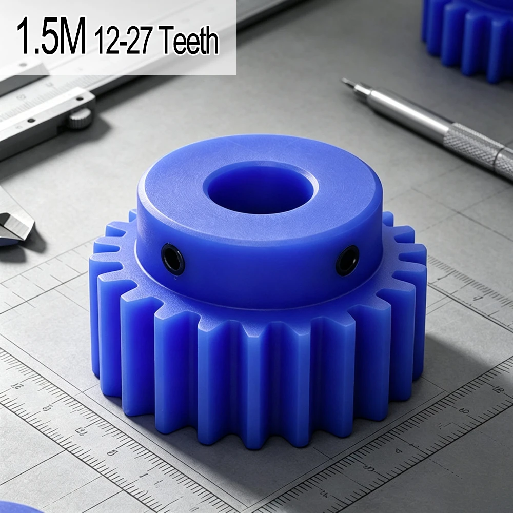 1PCS 1.5 Module Nylon Spur Gear 12/13/14/15/16/17/18/19/20/21/22/23/24/25/26/27 Teeth Blue Plastic Gear for Industrial Drive