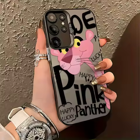 Anime P-Pink Panthers Case For Samsung Galaxy S25 S24 S23 S22 S21 Ultra Plus FE A56 A55 A36 A36 A16 A15 A33 A34 5G Hard PC Cover
