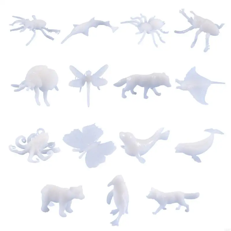 

A9BF 5Pcs/15Pcs Handmade Models Plastic Small Marine Fish Animals Wolf Resin Supplies Resin Fillers