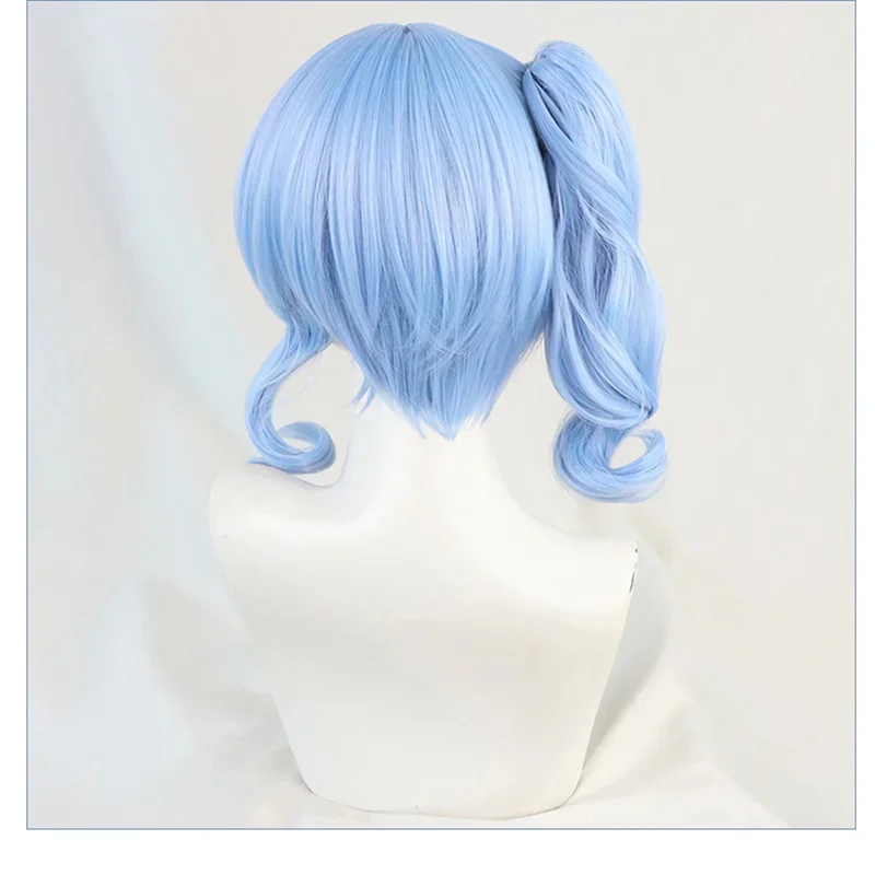 Ss23vtuber hosimati peruca cosplay hololive youtuber hoshimachi suisei suisui azul longo culry rabo de cavalo cabelo sintético papel p