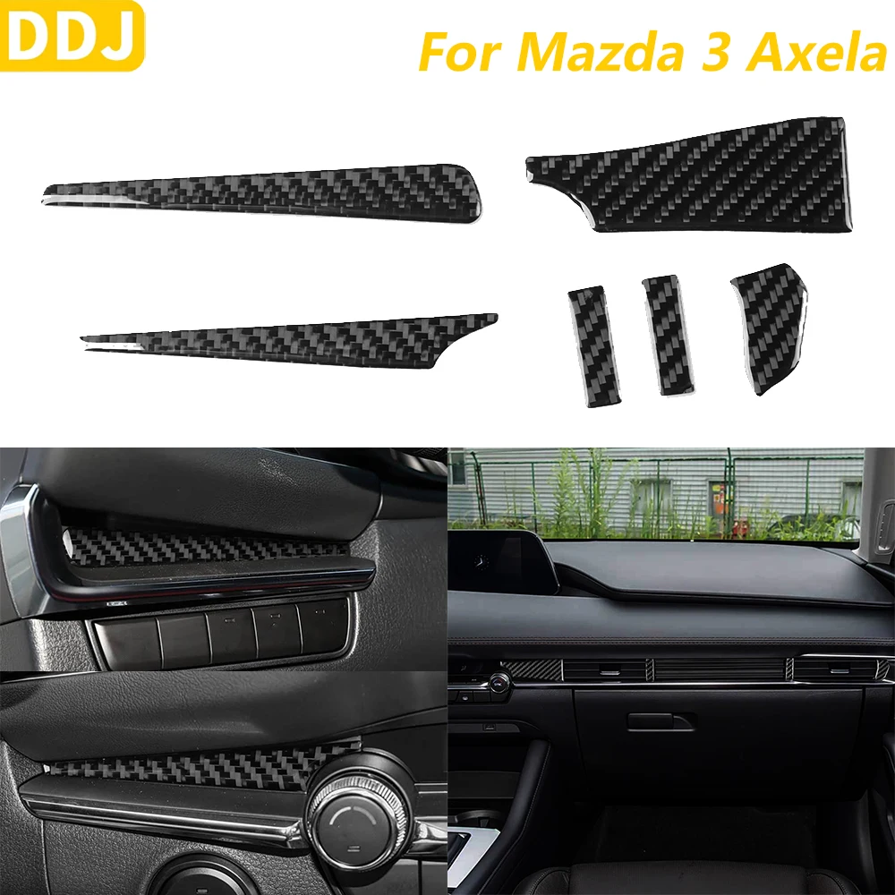 

Real Soft Carbon Fiber Driver Co-pilot Dashboard Air Vent Panel Trim Cover For Mazda 3 Axela 2019-2026 Car Interior Accessories