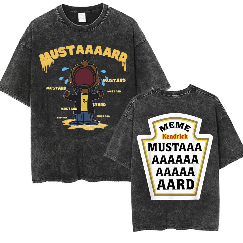 

Kendrick Lamar Mustard Meme T-shirt Limited New Album Funny Tshirts Men Women Fashion Vintage Washed High Quality Cotton T Shirt