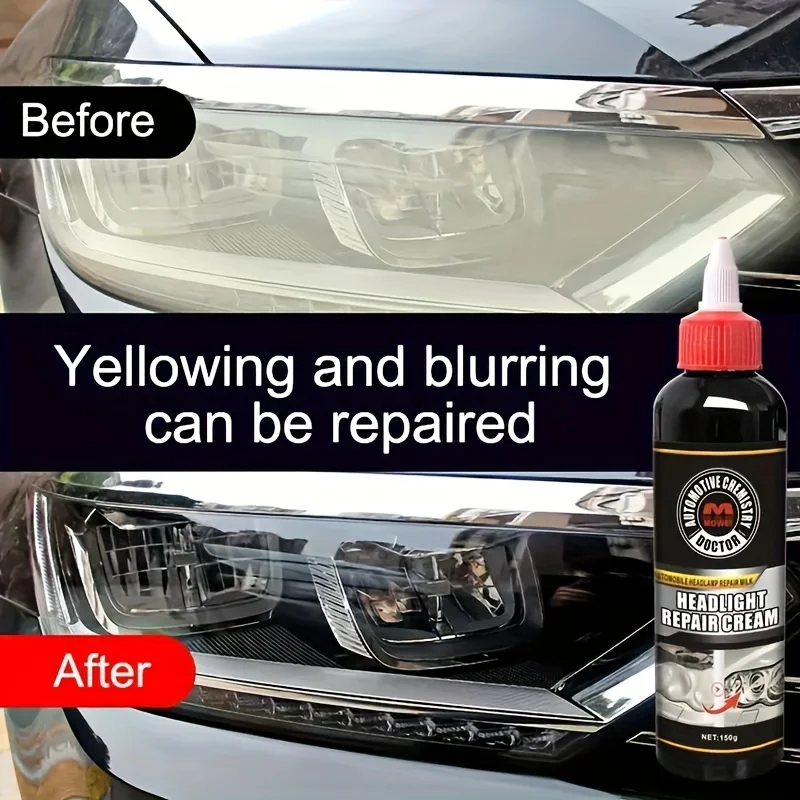 Automotive Chemist Headlight Repair Cream: Restores oxidized, yellow, scratched, blurry headlights - enhances crystal plating