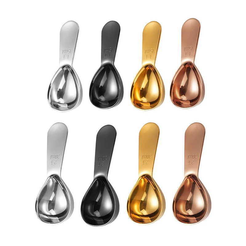 

2PCSStainless Steel Coffee Measuring Spoon30ml15mlTea Short Handle Spoon Milk Powder Spoon Baking Tool