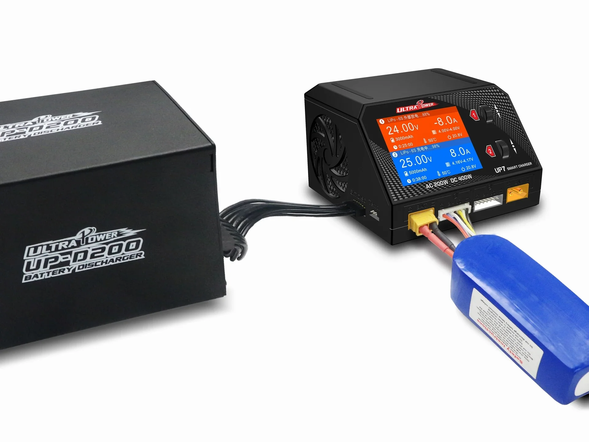 Ultra POWER UP7 400W 10A Battery Charger Dual Channel AC 200W / DC 2x200W Smart Balance Charger Discharger