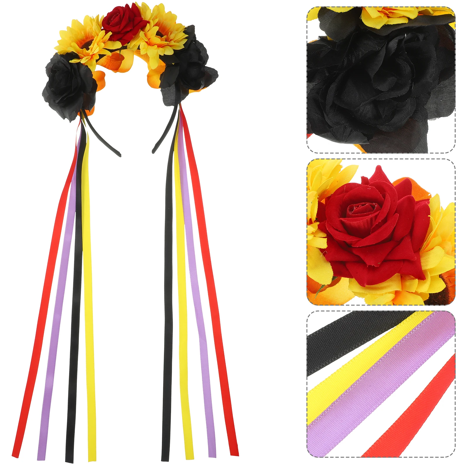 

Halloween Floral For Women Girls Rose Flower Hair Accessories Lightweight Comfortable Party Decoration Mexican Style Headband