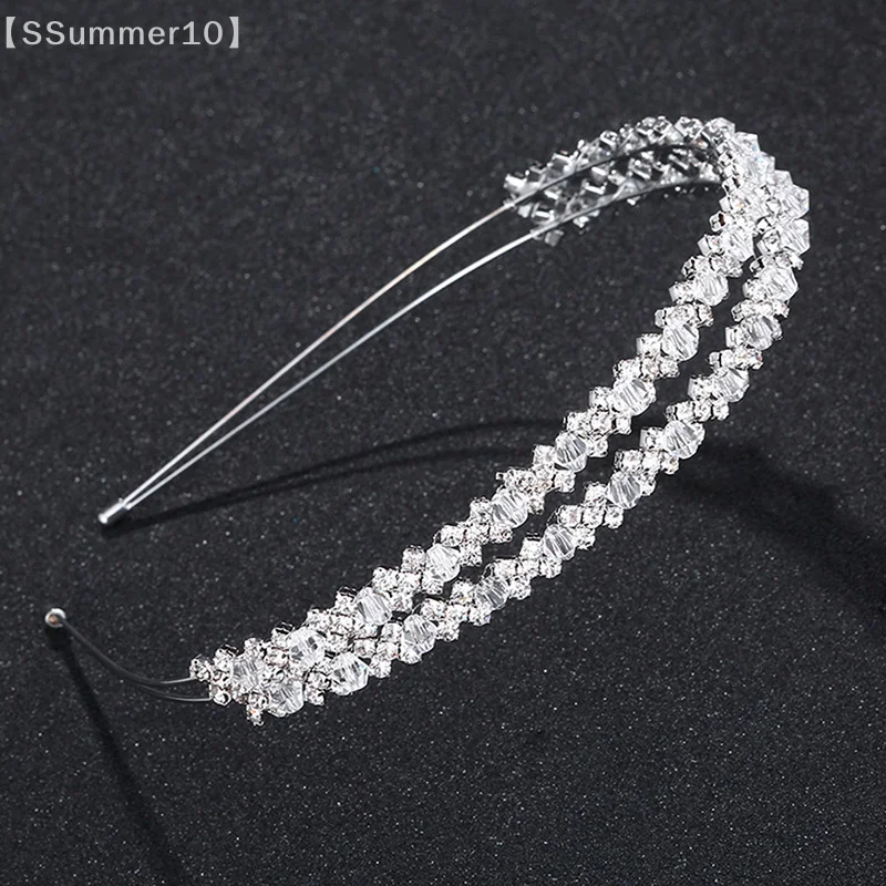 

【SSummer10】Bride Headband Tiara Bridal Crown Handmade Crystal Double Layer Wedding Hairband【SS】