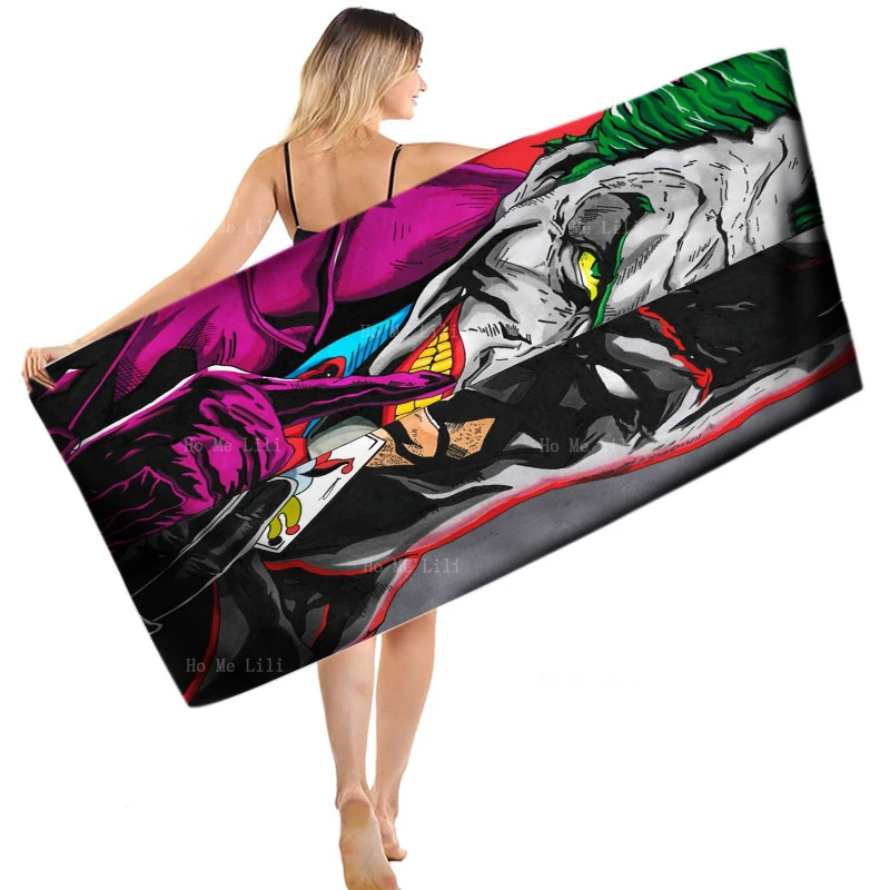 Comics World Superhero Villain Rage Joker Clown Sexy Mad Girl Crime The Patient Seduces Doctor Quick Drying Towel