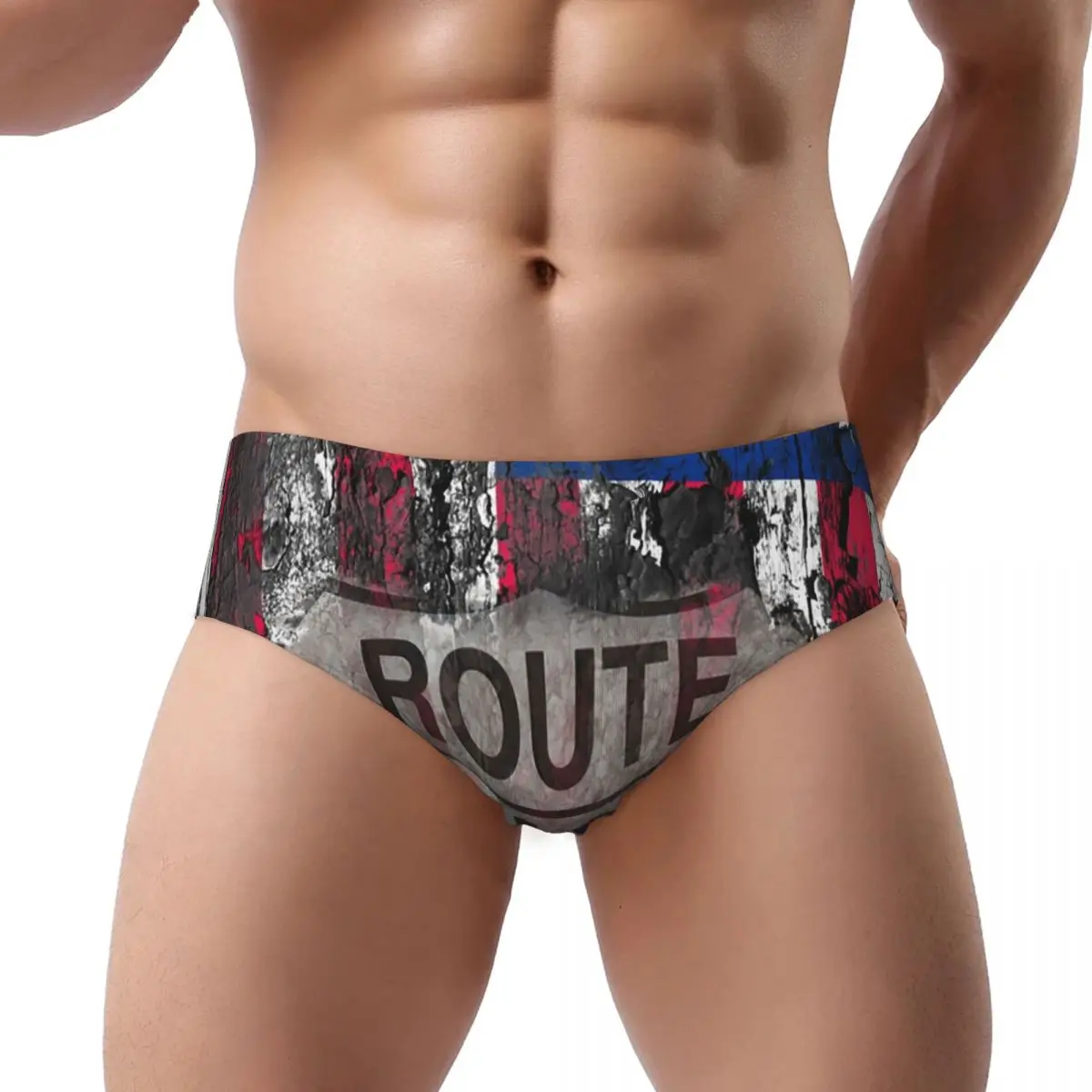 

Custom Vintage USA Flag Men's Briefs Panties Men's Breathable US Route 66 Underwear Underpants