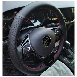 DIY Black Microfiber Leather Car Steering Wheel Braid Cover For Volkswagen VW Golf 7 Mk7 New Polo Passat B8 Tiguan Sharan Jetta