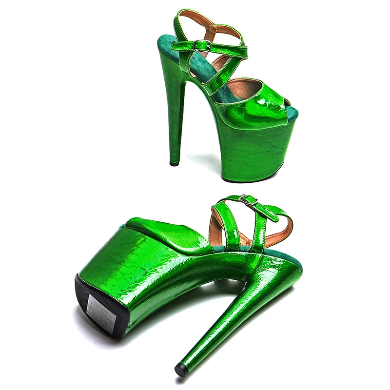 Leecabe 20cm/ 8inches  holography Snake Upper New  Fashion trend  platform  high heel sandals  stripper heel pole dance shoes