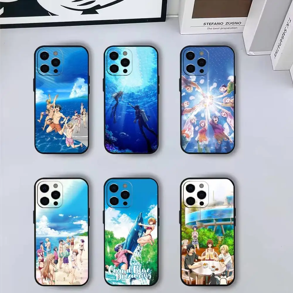 

Grand B-Blue Anime Dreaming Phone Case For iPhone 17,16,15,14,13,12,11 Plus,Pro,Max,XS Silicone Soft Cover