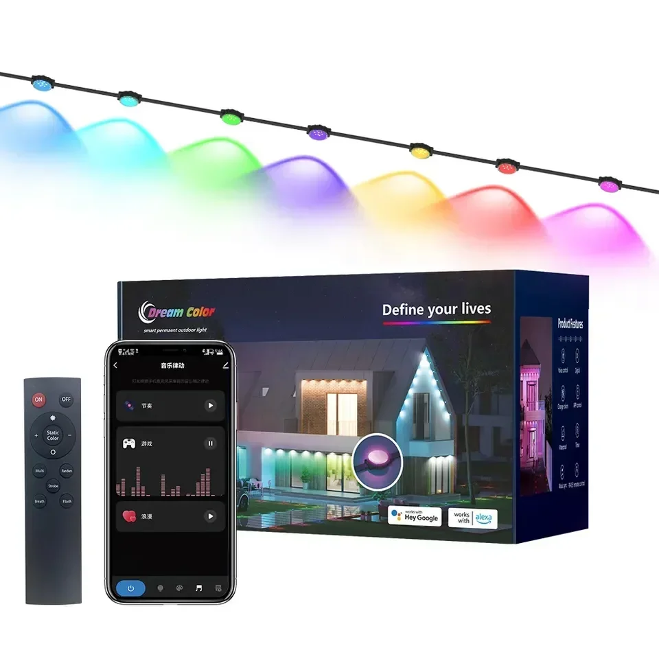 

Banqcn Smart Wi-Fi ИК-приложение Rgbic Party Рождественский декор огни уличное водонепроницаемое светодиодное постоянное праздничное освещение