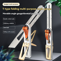 Precision Multi-Purpose Folding Angle Gauge, Ambidextrous Metal & Plastic Woodworking Tool with Retractable Design, Adjustable J