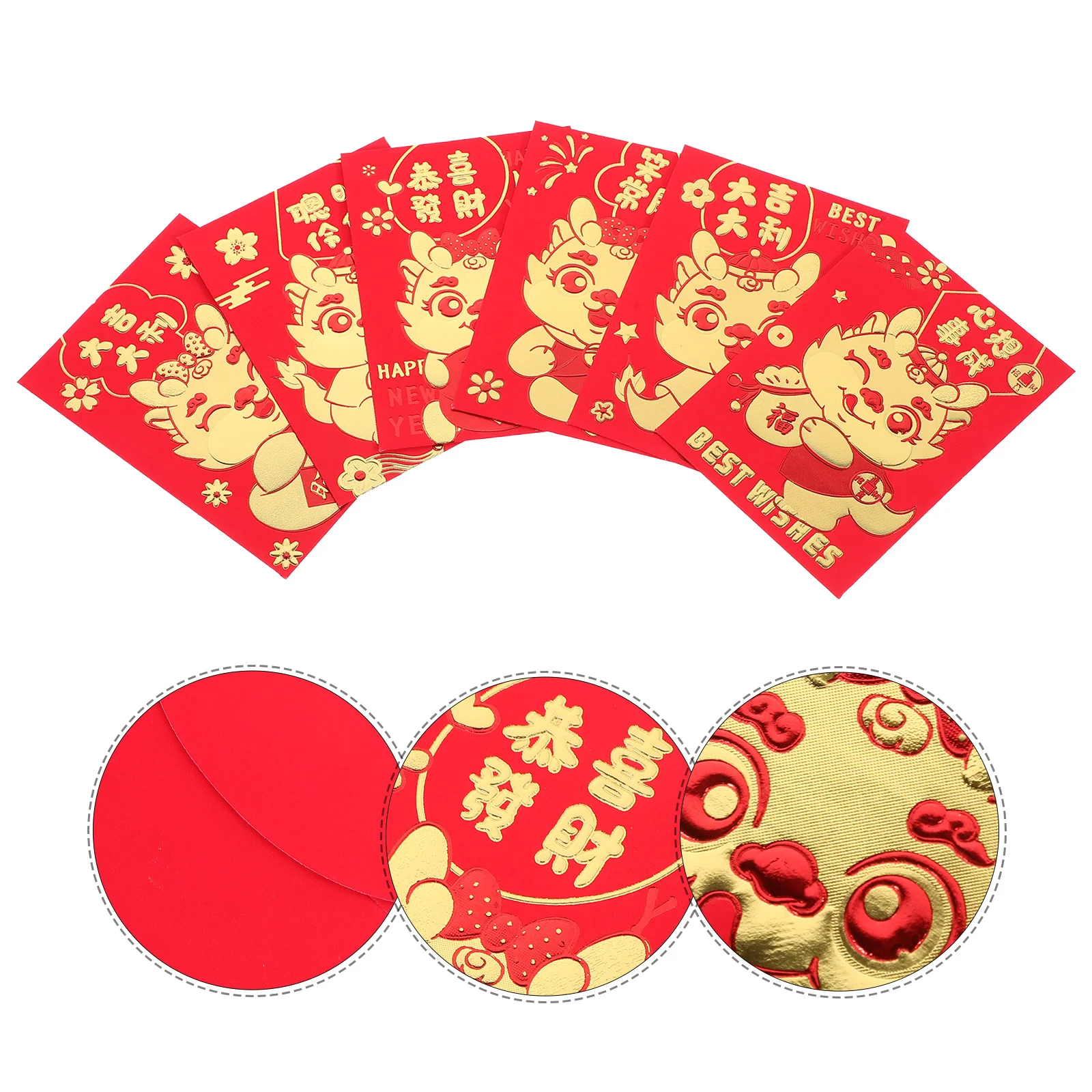 

30 шт. красные конверты китайский Новый год год дракона удача денежные пакеты декоративные креативные денежные подарки весенний фестиваль красный