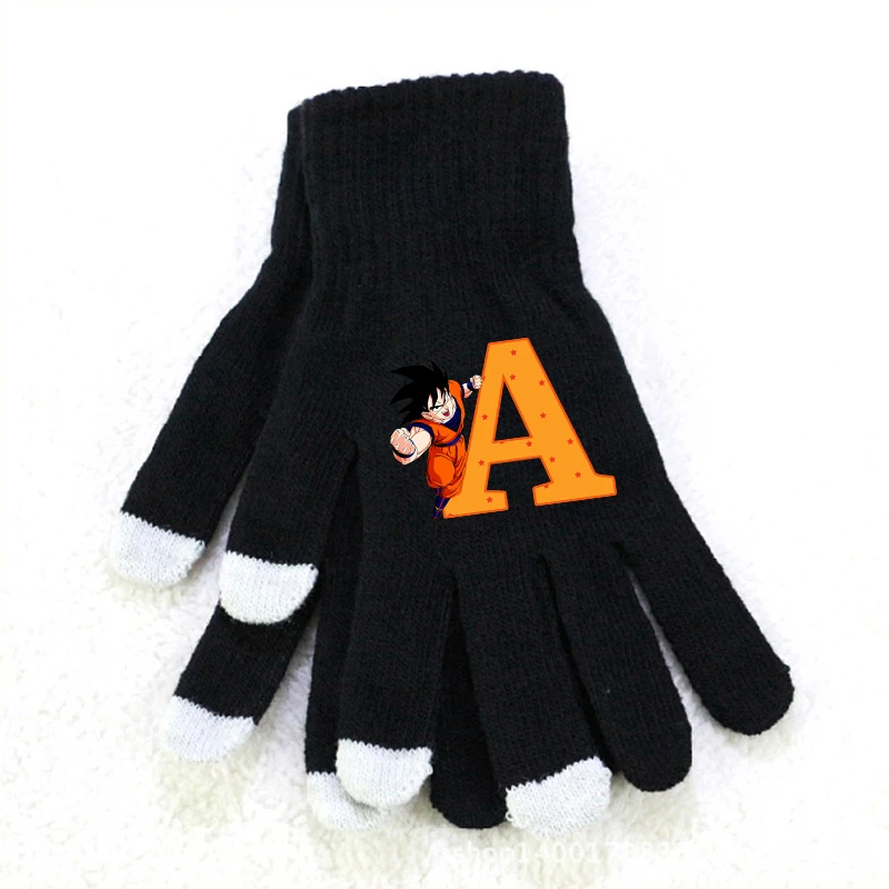 Dragon Ball Letter A-Z Gloves Boys Winter Warm Touchable Screen Glove Kids Anime Action Figures Clothing Accessories Child Gift