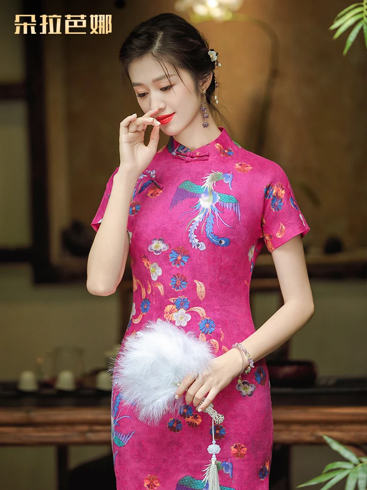 

Женское шелковое платье Ele ort Sve с винтажным принтом для повседневной носки, улучшенная версия от Dorabana