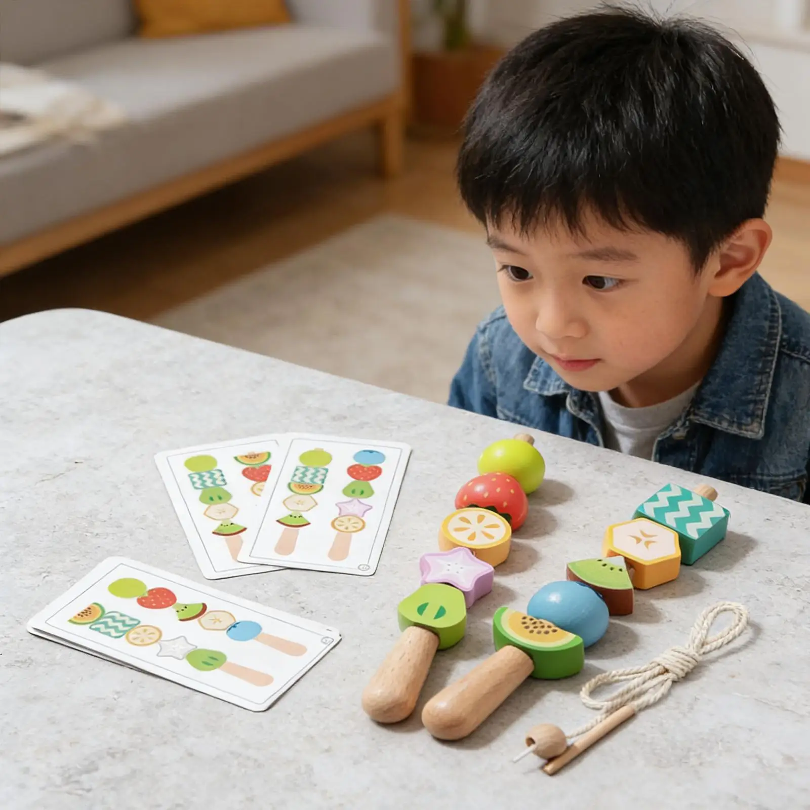 

Beads Sequencing Toy Colorful Game Teach Hand Eye Coordination Educational Sensory Toy for Kids Learning Imagination