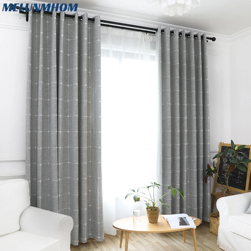 Linen Plaid Curtains for Living Room Yarn Dyed Modern Window Curtains for Bedroom Thick Curtain Kitchen Curtains Home Decoration