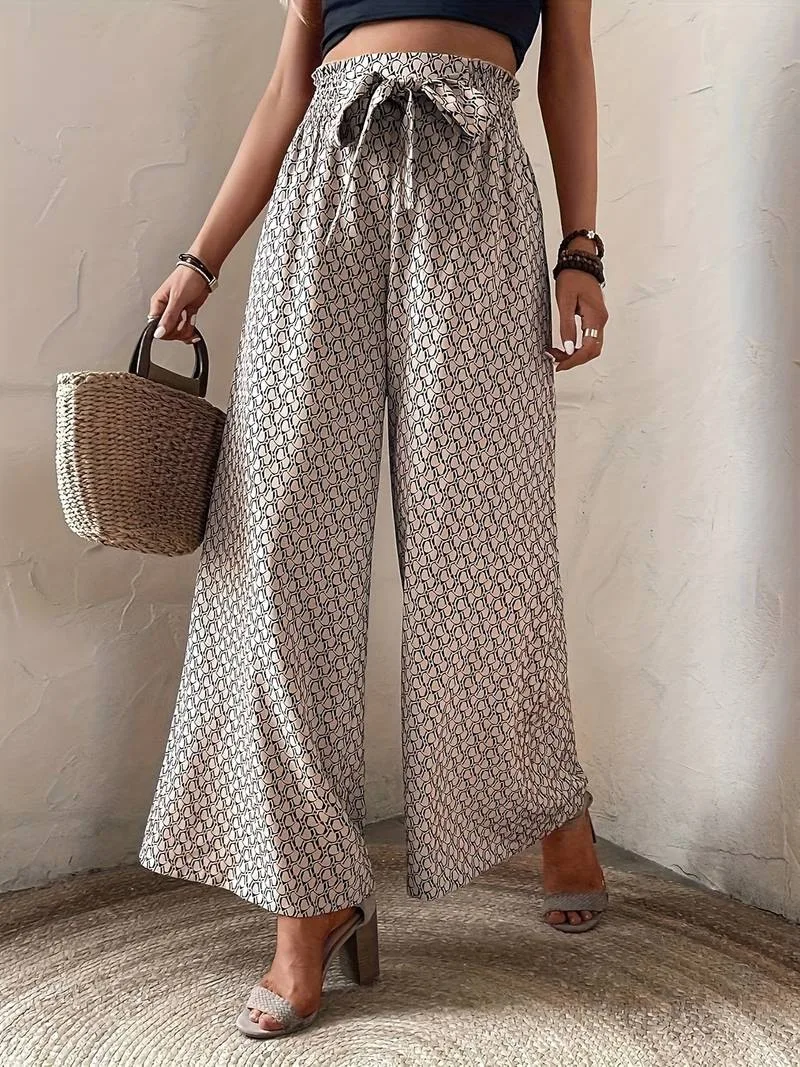 Elegant Summer Casual High Waist Wide Leg Pants Women's Clothing Sales Plus Size Loose Fashion Pants 5XL Cheap and Free Shipping