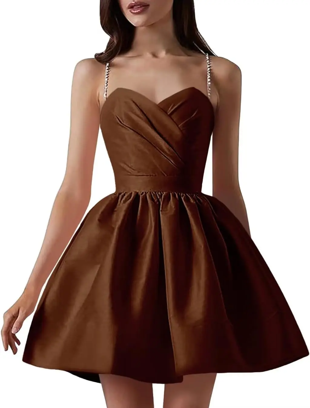 

Атласные платья для встречи выпускников для подростков Короткое платье для выпускного вечера на тонких бретельках А-силуэта Коктейльное свадебное платье для гостей выше колена, мини