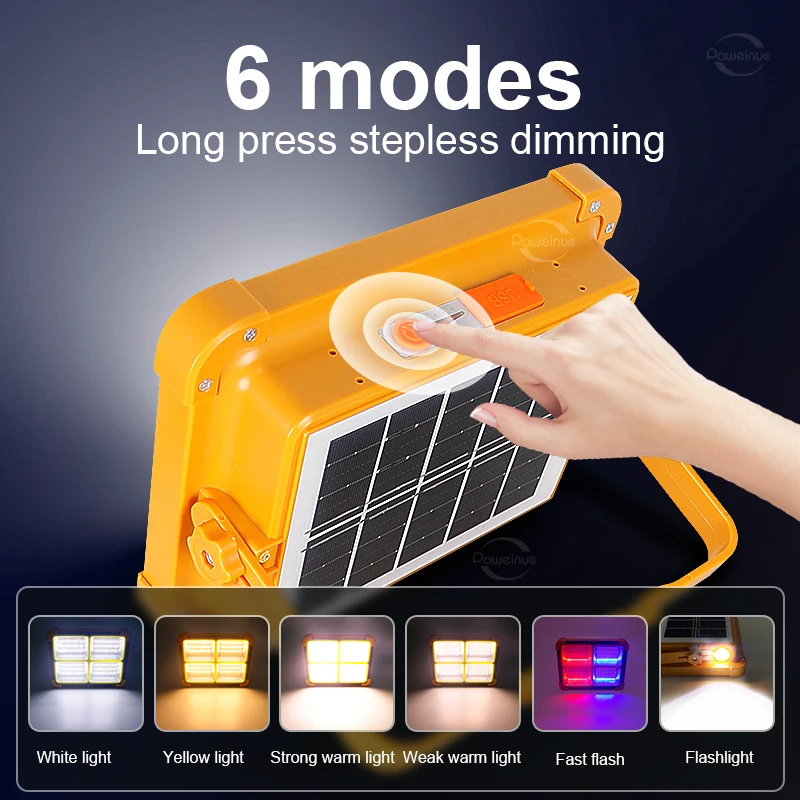 Powerful 400㎡ Solar Rechargeable Camping Light 20000mAh Power Bank LED Flashlights Magnet Portable Lantern Repair Emergency Lamp