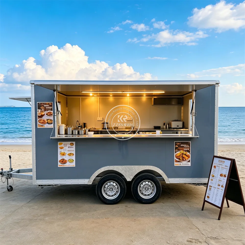 

Stainless Steel Food Truck Mobile Restaurant Coffee Cart Kitchen Burger Pizza BBQ Outdoor Concession Food Trailer For Sale