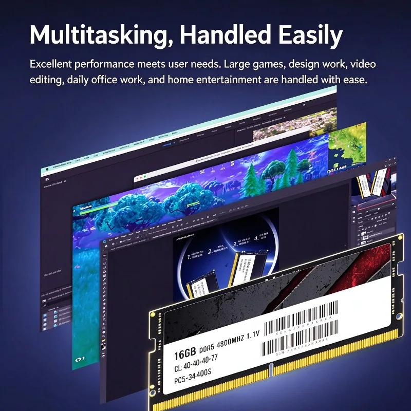 DDR5 Laptop RAM 8GB 16GB 32GB 4800 5600MHz Notebook Memory Module for Laptop PC Upgrade, Office & Content Creation Multitasking