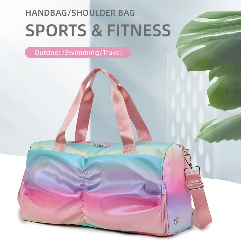 Colorful Women Gym Bag Travel Fitness Bags for Shoes Outdoor Shoulder Sports Student Bag Daily Dry Wet Handbags Duffel Yoga Pack