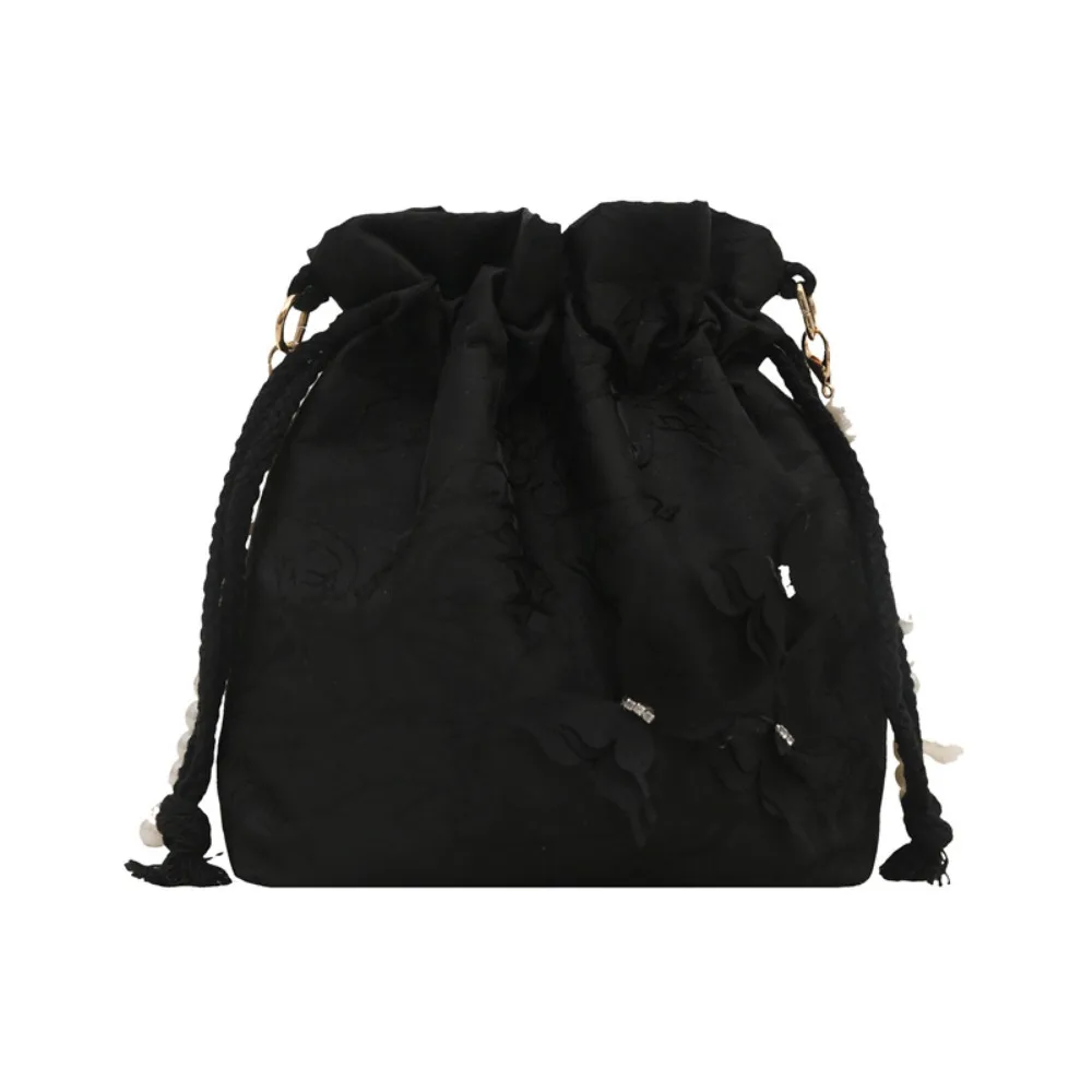 

Кружевная вышивка, сумка-ведро на шнурке, сумка через плечо с жемчужной цепочкой и принтом бабочки, сумка для хранения в древнем стиле