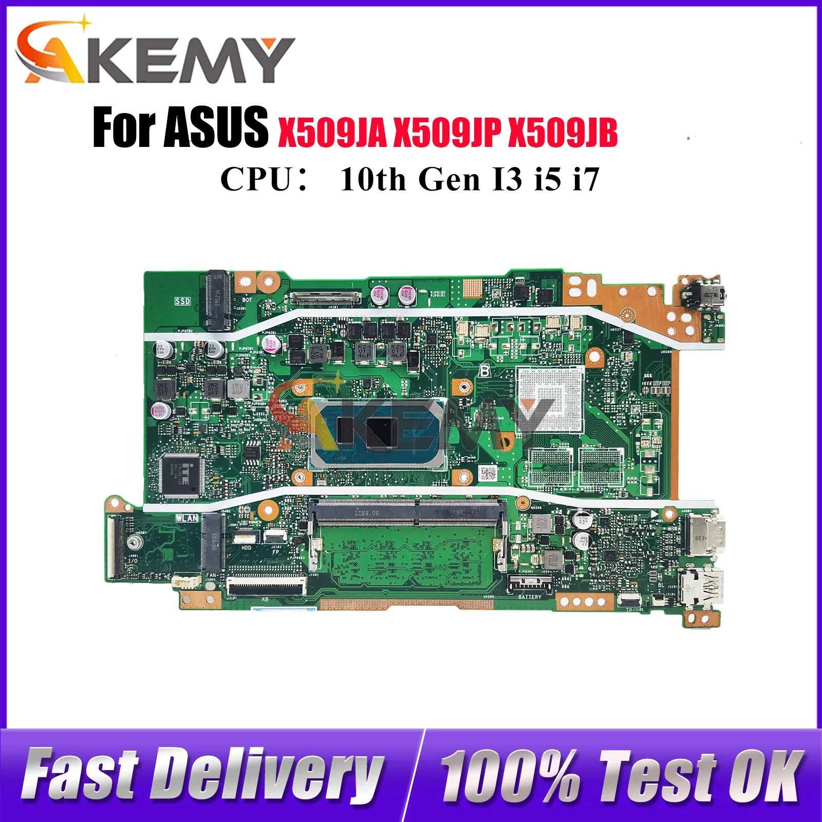 

X509JA Laptop Motherboard For ASUS F509J X509JP P1510CJA X409J X509JB A509J Mainboard 10th Gen I3 i5 i7 100% tests OK fast ship
