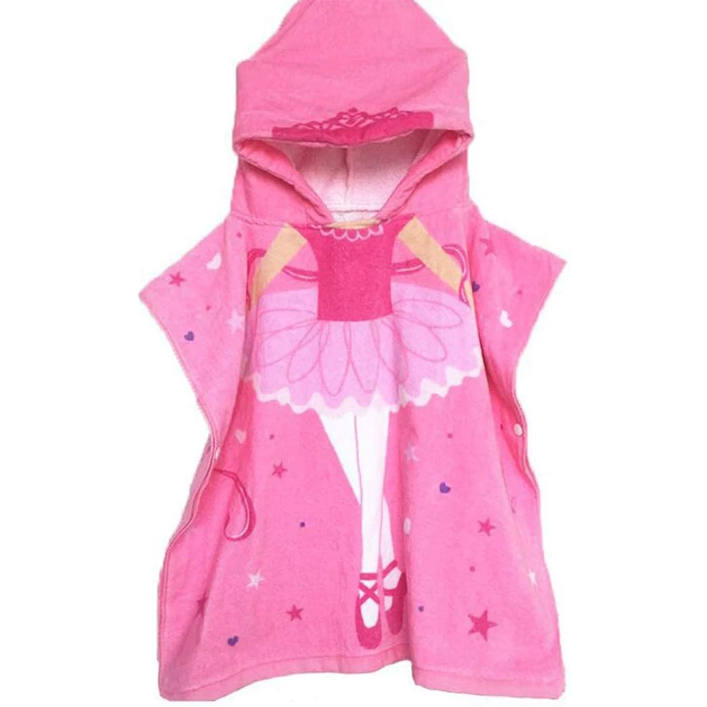 Soft And Comfortable Kids Bath Towels With Hood Made With Cotton Kids Bath Poncho With Hood pink