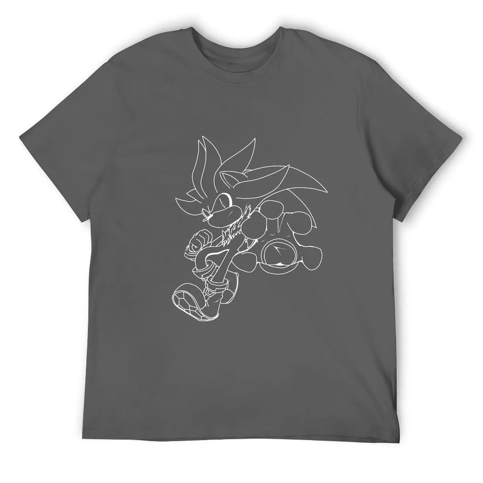 Silver the Hedgehog (White Line) T-Shirt oversize t-shirts man Anime t-shirt designer shirts mens white t shirts