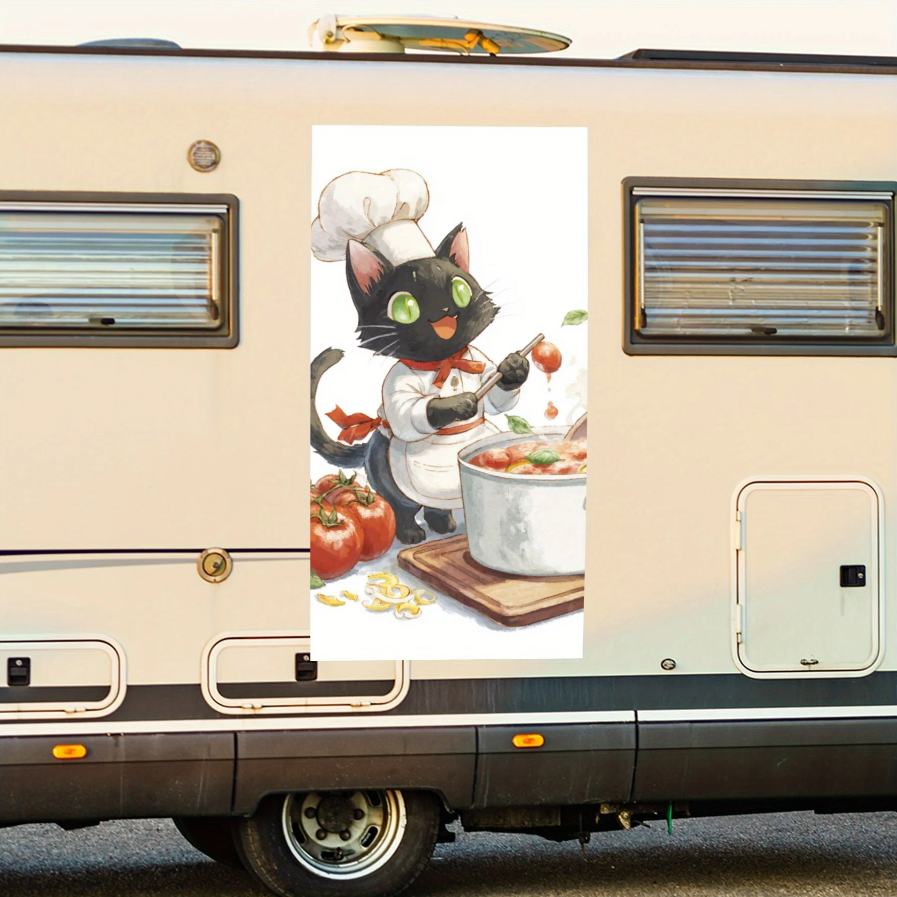 

Cat Chef - виниловая наклейка на заднюю часть автофургона, водонепроницаемые самоклеящиеся виниловые наклейки на хвост и бампер, украшение - защита автофургона