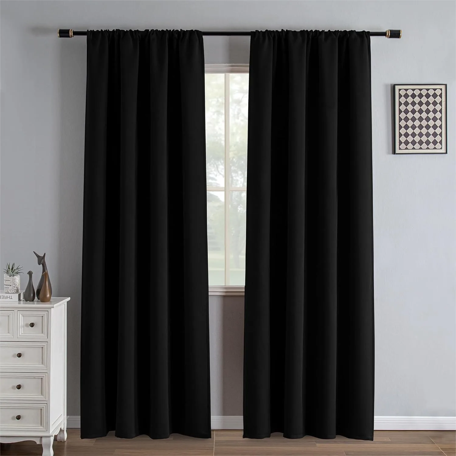 Blackout Curtains 84 Inch Length 2 Panels Set, Room Darkening Drapes for Bedroom Living Room with Rod Pocket
