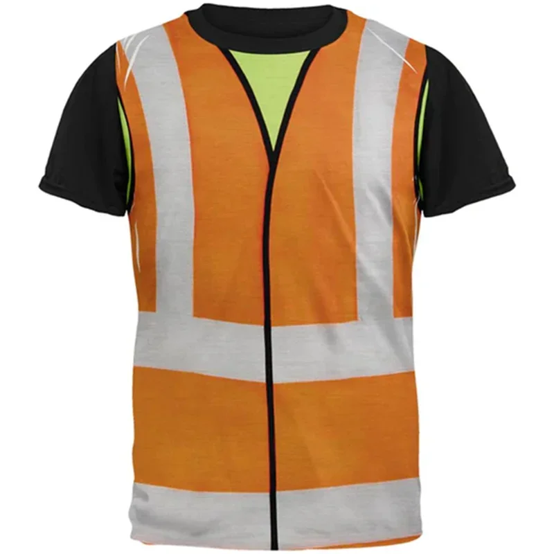 Best-selling Road Workers' Custom-made Loose and Breathable Round-neck Clothing, 3D Construction Vests, Graphic T-shirts, Men's